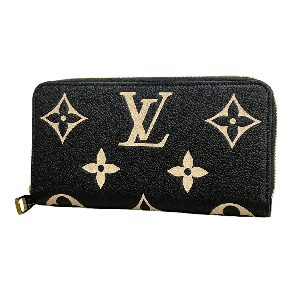 Louis Vuitton Monogram Empreinte Bicolor Zippy Wallet M28794 Black Beige Wome...